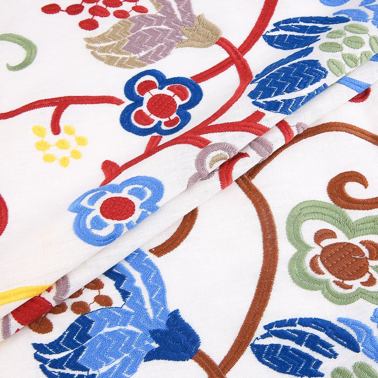 HA-18109C New style woven mutli color polyester linen linen embroidery fabric for women garment