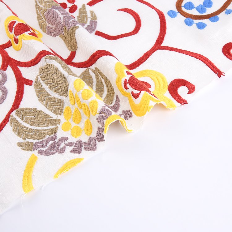 HA-18109C New style woven mutli color polyester linen linen embroidery fabric for women garment