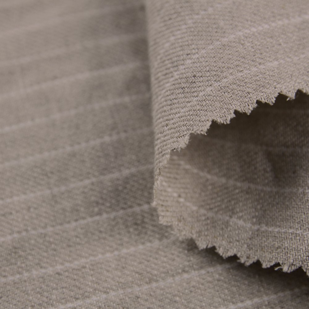 Rain dew linen yarn-dyed striped twill linen