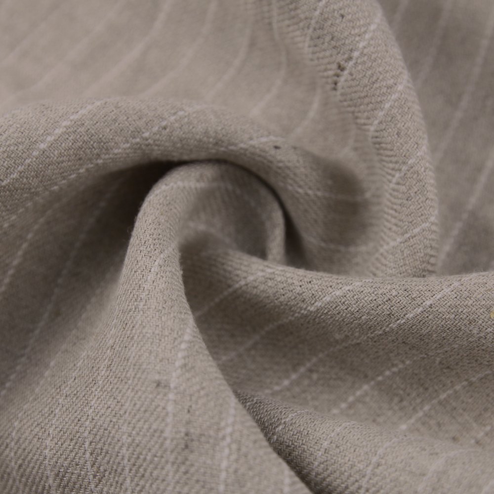 Rain dew linen yarn-dyed striped twill linen