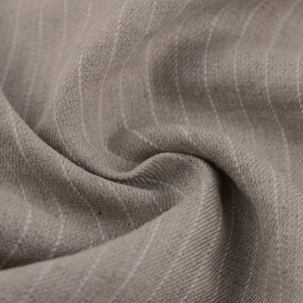 Rain dew linen yarn-dyed striped twill linen