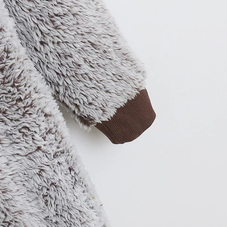 Thick Customized High Quality Flannel Velvet Oversize Soft Hand-feel Warm Fiber Gray Long Pajamas Robe Sleepwear Sleep Romper