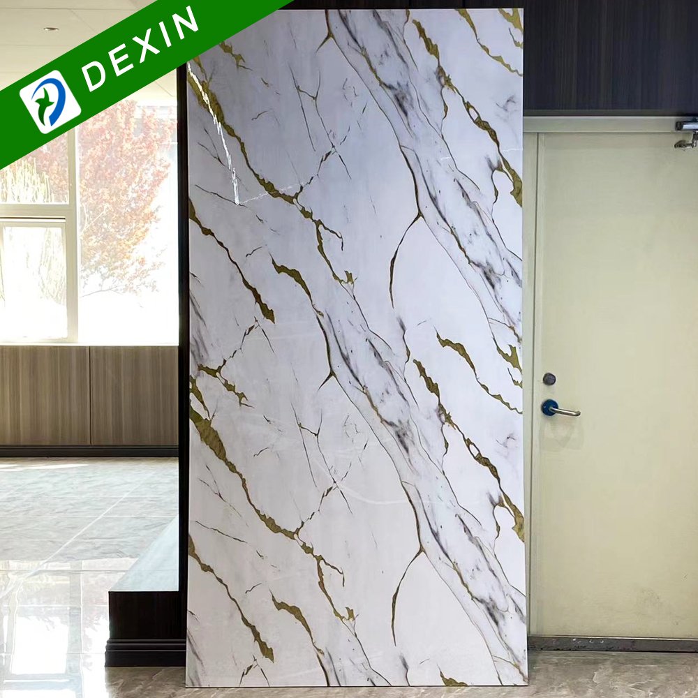 Modern Style Marble Grain Wood Grain PVC Wall Panel Bamboo Charcoal Wood Veneer For Hotel