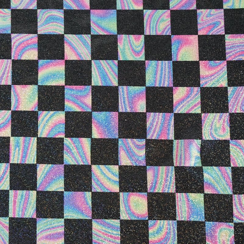 Mosaic pattern print glitter shiny hologram polyester spandex holographic fabric