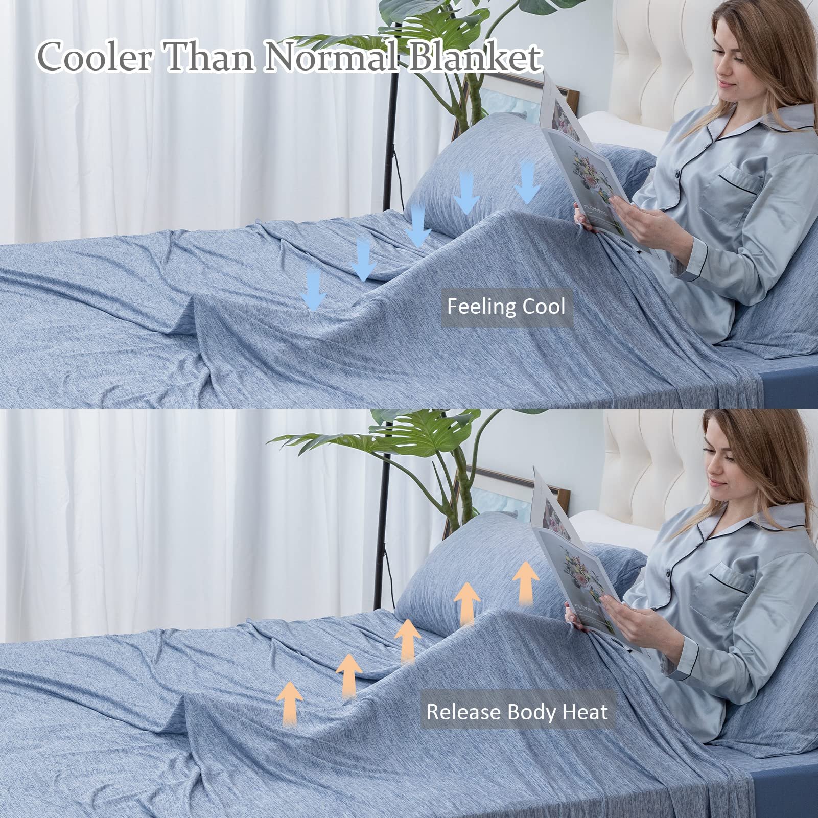 Icy-Jade Fiber Breathable Fabric Bedding Set Sleep Night Sweats Cooling Flat Bed Sheet Set For Summer