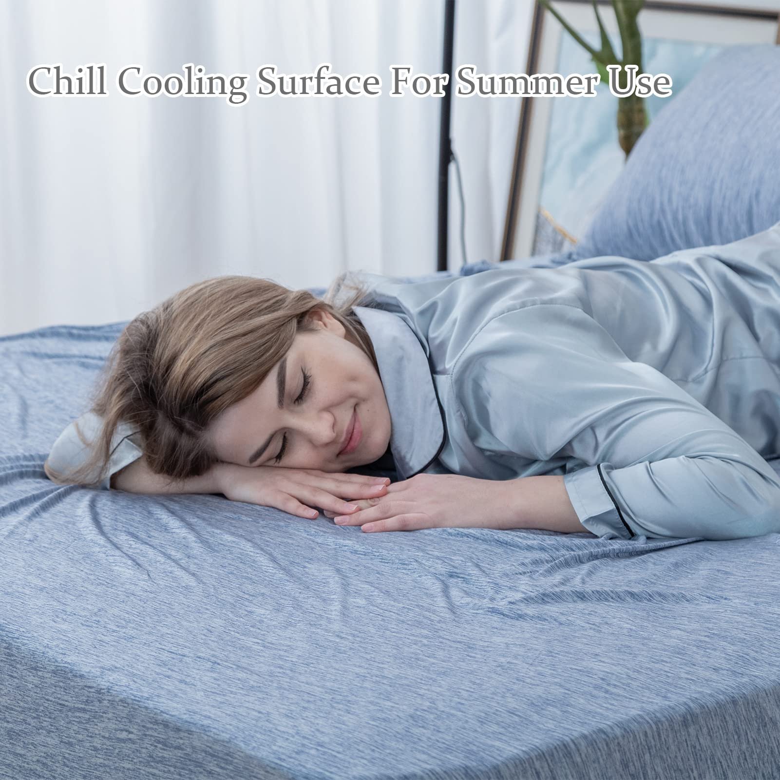 Icy-Jade Fiber Breathable Fabric Bedding Set Sleep Night Sweats Cooling Flat Bed Sheet Set For Summer