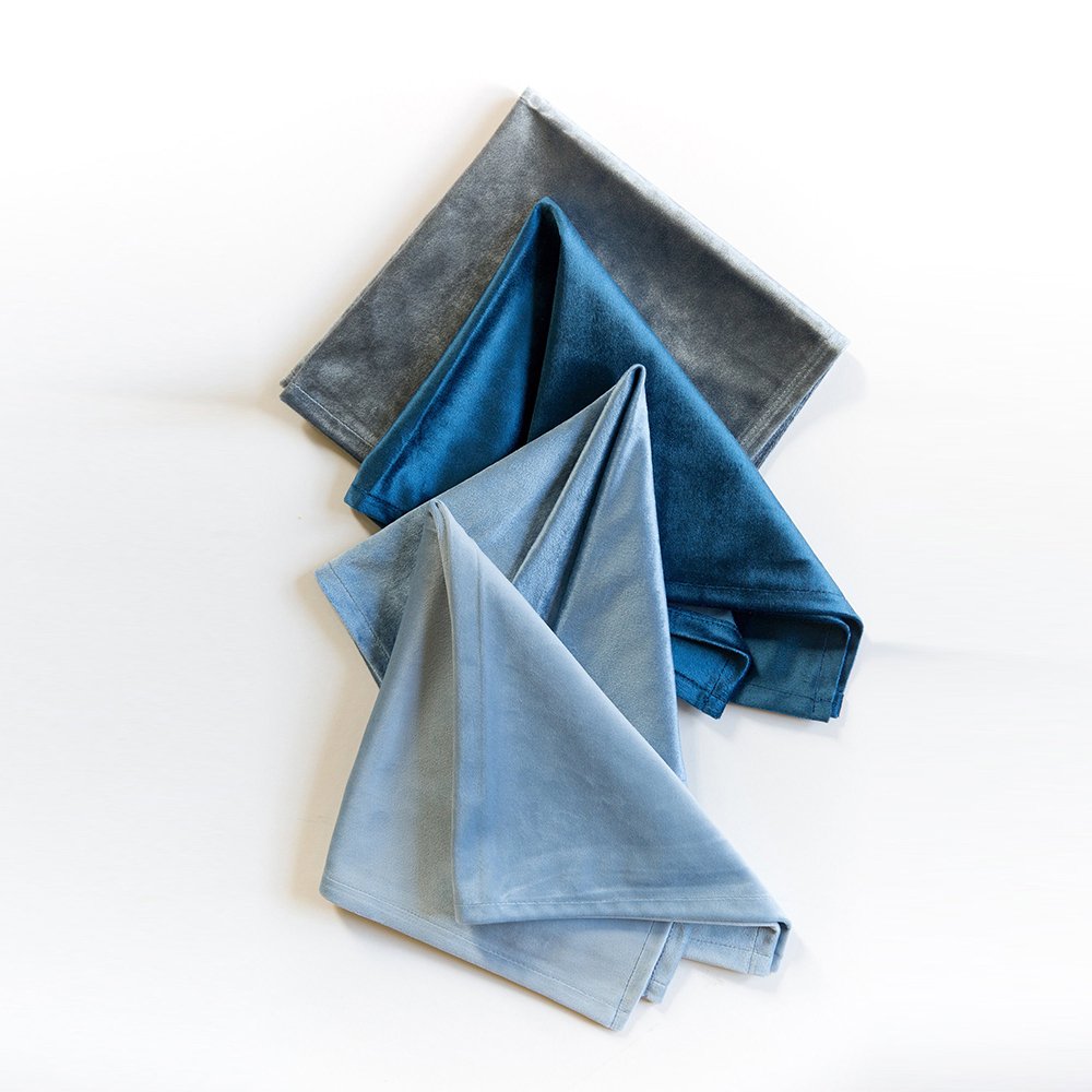 Custom Color Wrapped Edge polyester Velvet linen napkins for wedding OEKO-Tex organic French fabric Embroidered flannel placemat