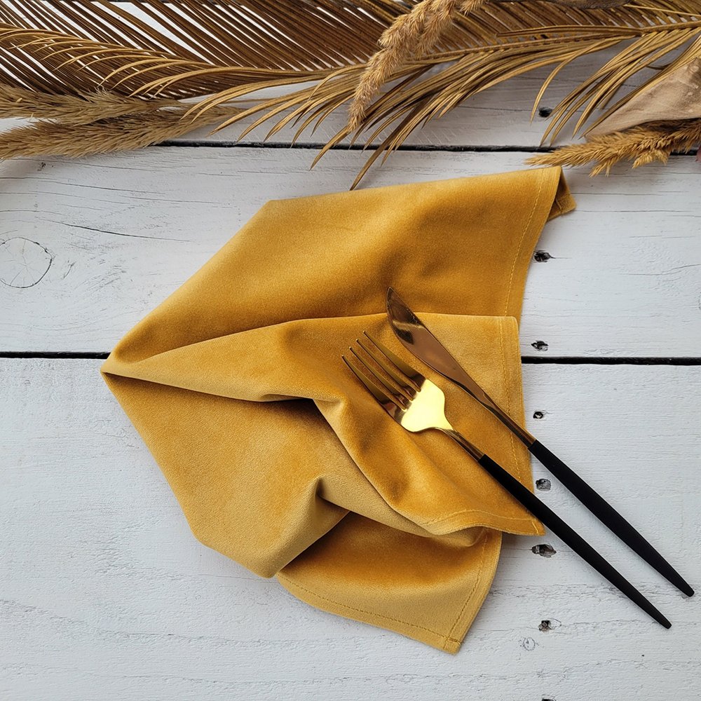 Custom Color Wrapped Edge polyester Velvet linen napkins for wedding OEKO-Tex organic French fabric Embroidered flannel placemat