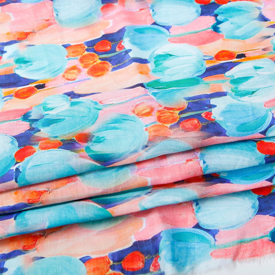 Sustainable high pixel digital printing fabrics 100% linen fabric for women clothing