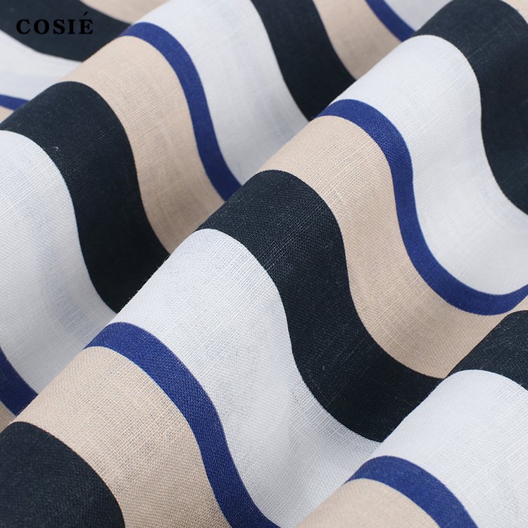 High quality custom digital printing 200GSM stripe 100% pure linen fabric for pants men