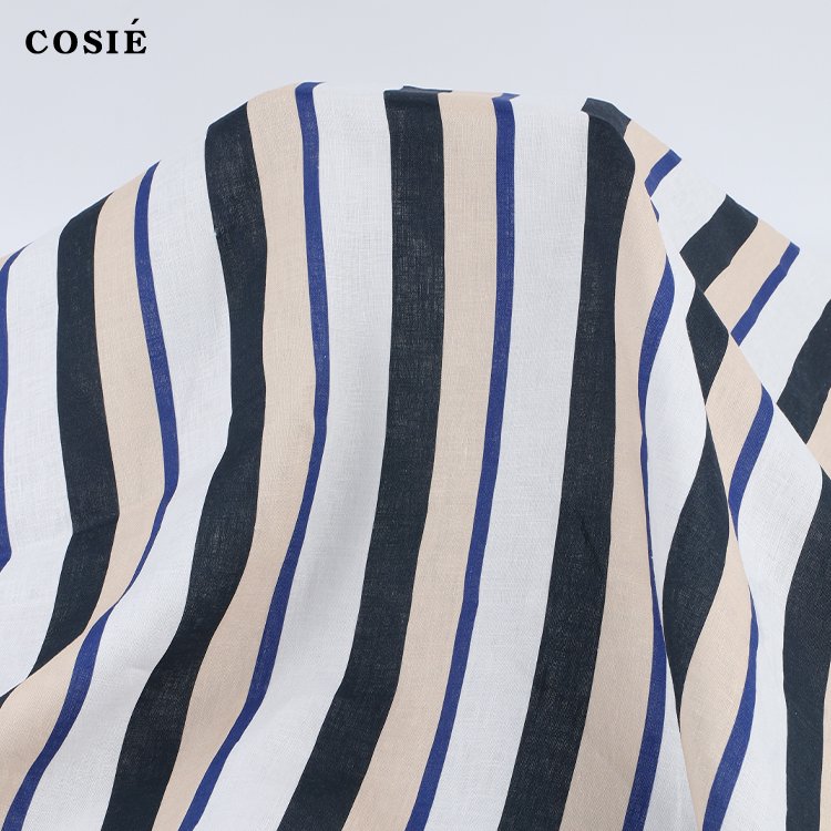 High quality custom digital printing 200GSM stripe 100% pure linen fabric for pants men