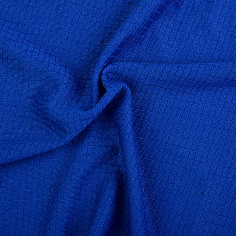 New arrival knitted jacquard plaid sweat absorbing 100% polyester sportswear fabric for running cloth,t-shirt