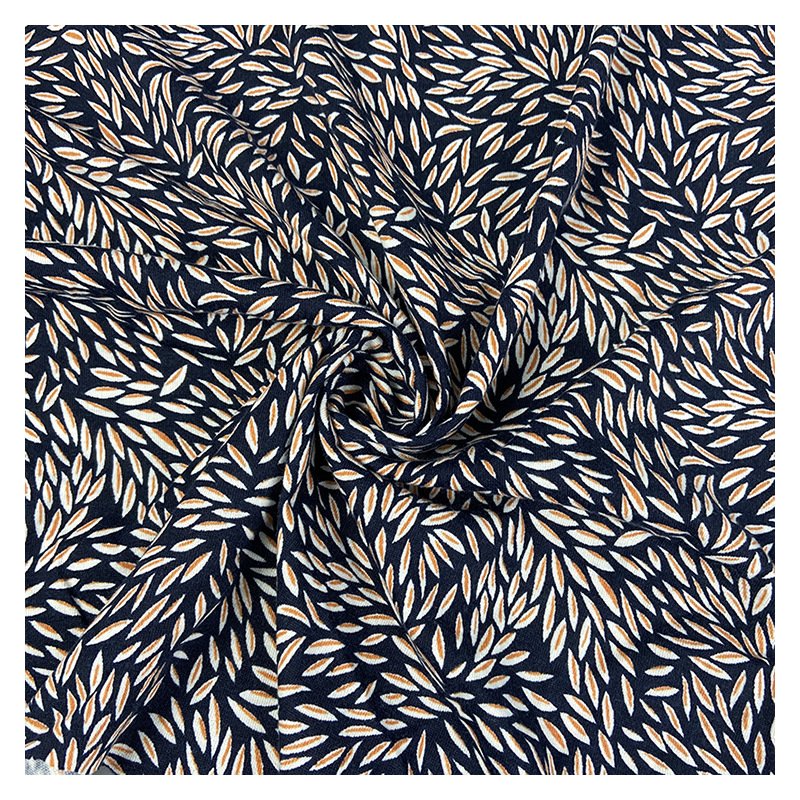 Factory Wholesale Printed 32S Stretch 200gsm Polyester Knitted Single Jersey Fabrics for Dress