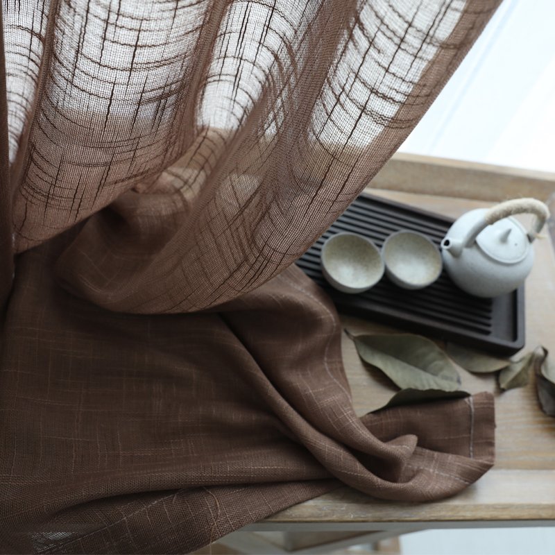 Linen Curtains for Living Room Back Tab Pocket Drape Light Filtering Curtains Window Curtains Europe Window in India Woven Solid