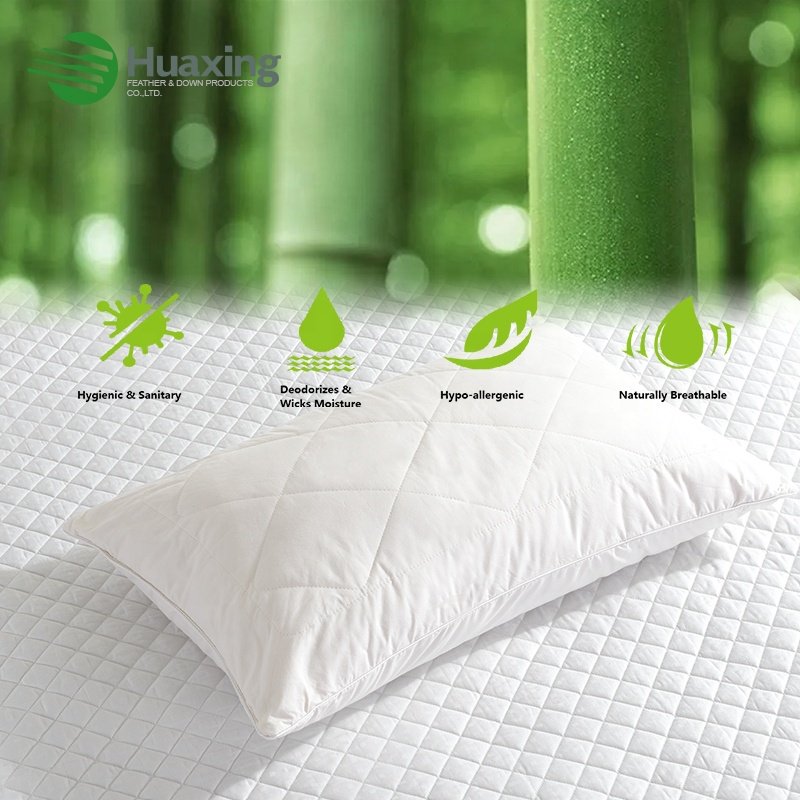 Soft and Breathable cool natural bamboo cotton pillow casing chamber design Quilted Bed Pillow