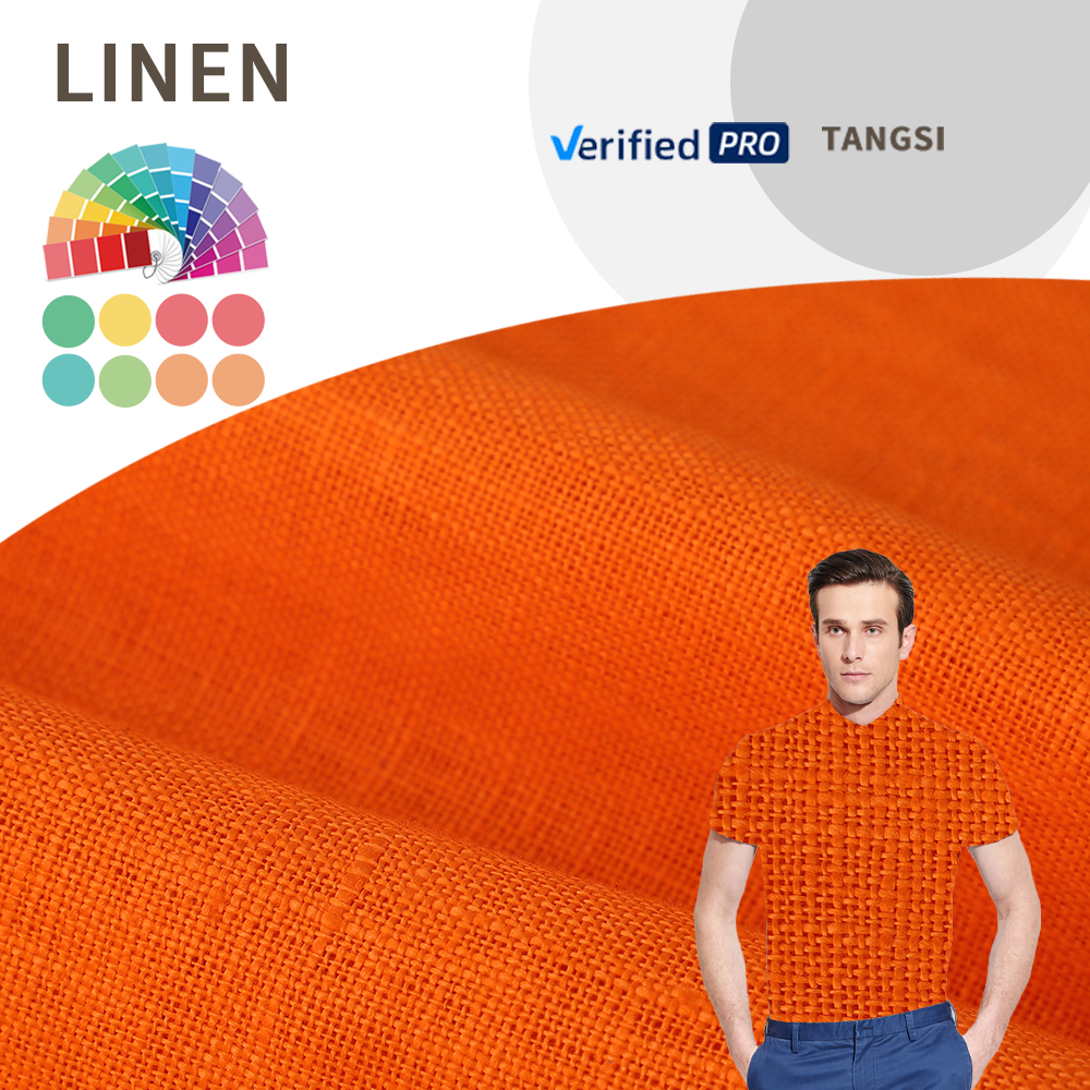 2024 Pure Linen Fabric China Shaoxing Textile High Quality Summer Clothing Woven Pure Linen PD 100%L Plain Fabric For Sale Cheap