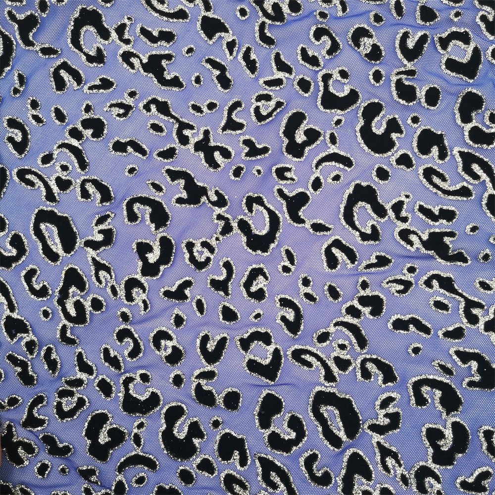 95 polyester 5 spandex velvet flocked mesh fabric stretch printed mesh fabric with gold for dance dress wedding