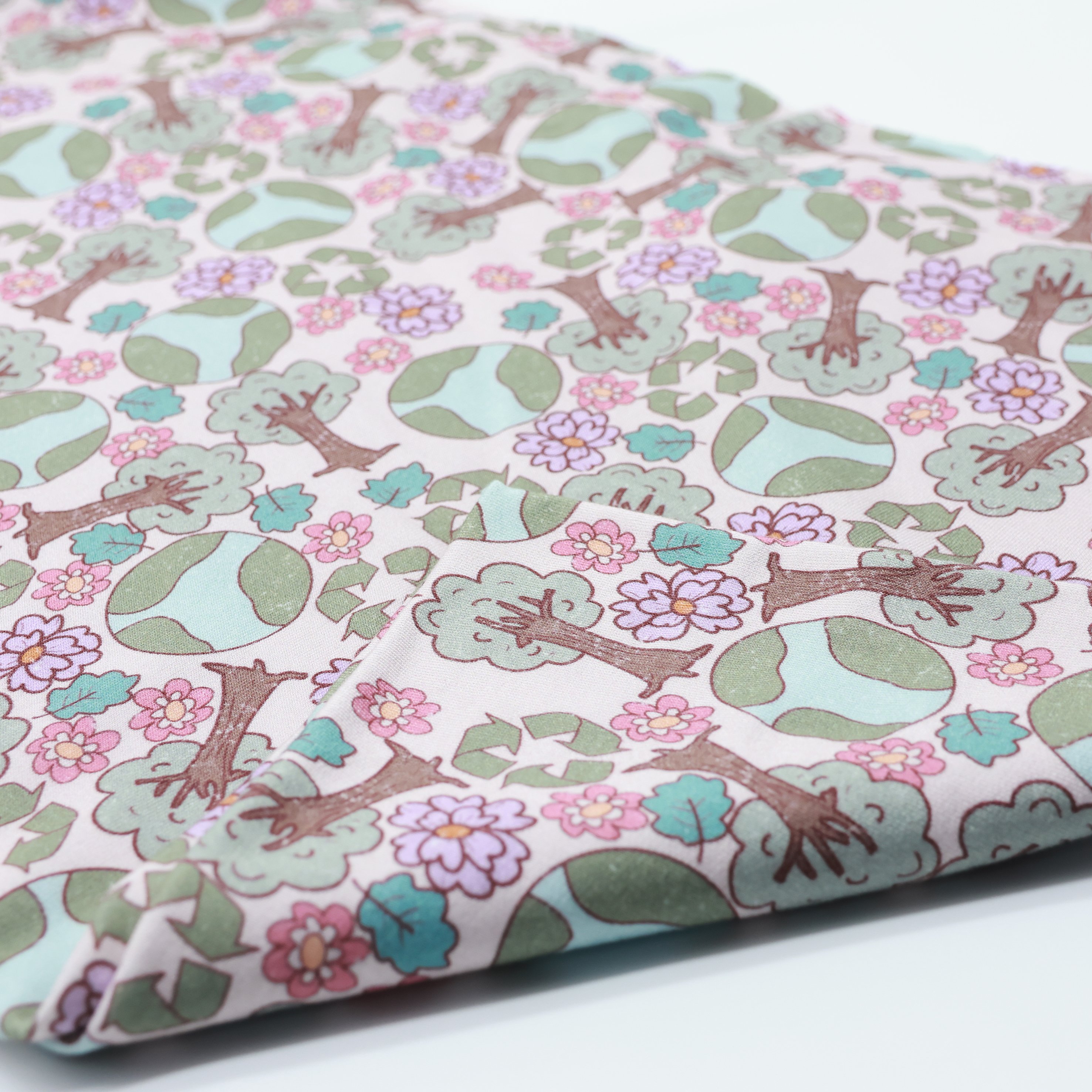 Custom printed 95%bamboo fiber 5%spandex bamboo French terry fabric for kids wear