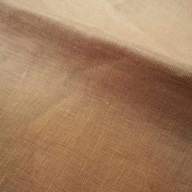 100% linen fabric plain dyed for dress woven 110" wide width for home textile garment beige ready stock
