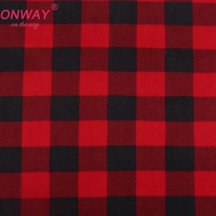 2023 Hot sale printed knitted plaid brushed single sided anti pilling polar fleece fabric for autumn and winter