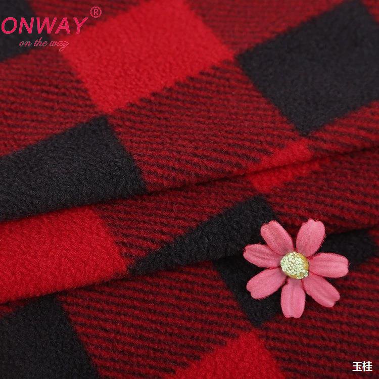 2023 Hot sale printed knitted plaid brushed single sided anti pilling polar fleece fabric for autumn and winter