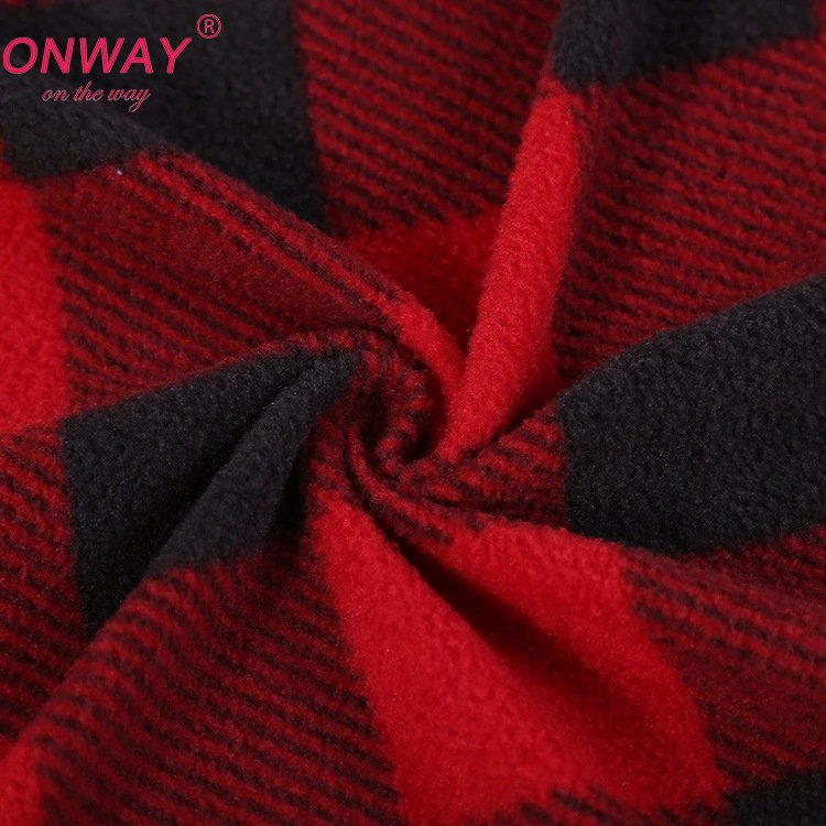 2023 Hot sale printed knitted plaid brushed single sided anti pilling polar fleece fabric for autumn and winter