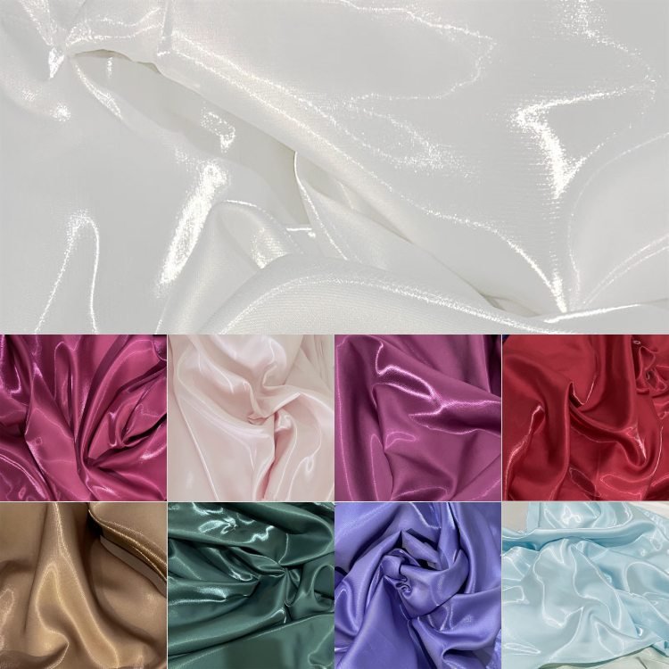 Hot Sale American Satin Fabric Crystal Shiny Silk Fabric Glitter Poly Satin Fabric