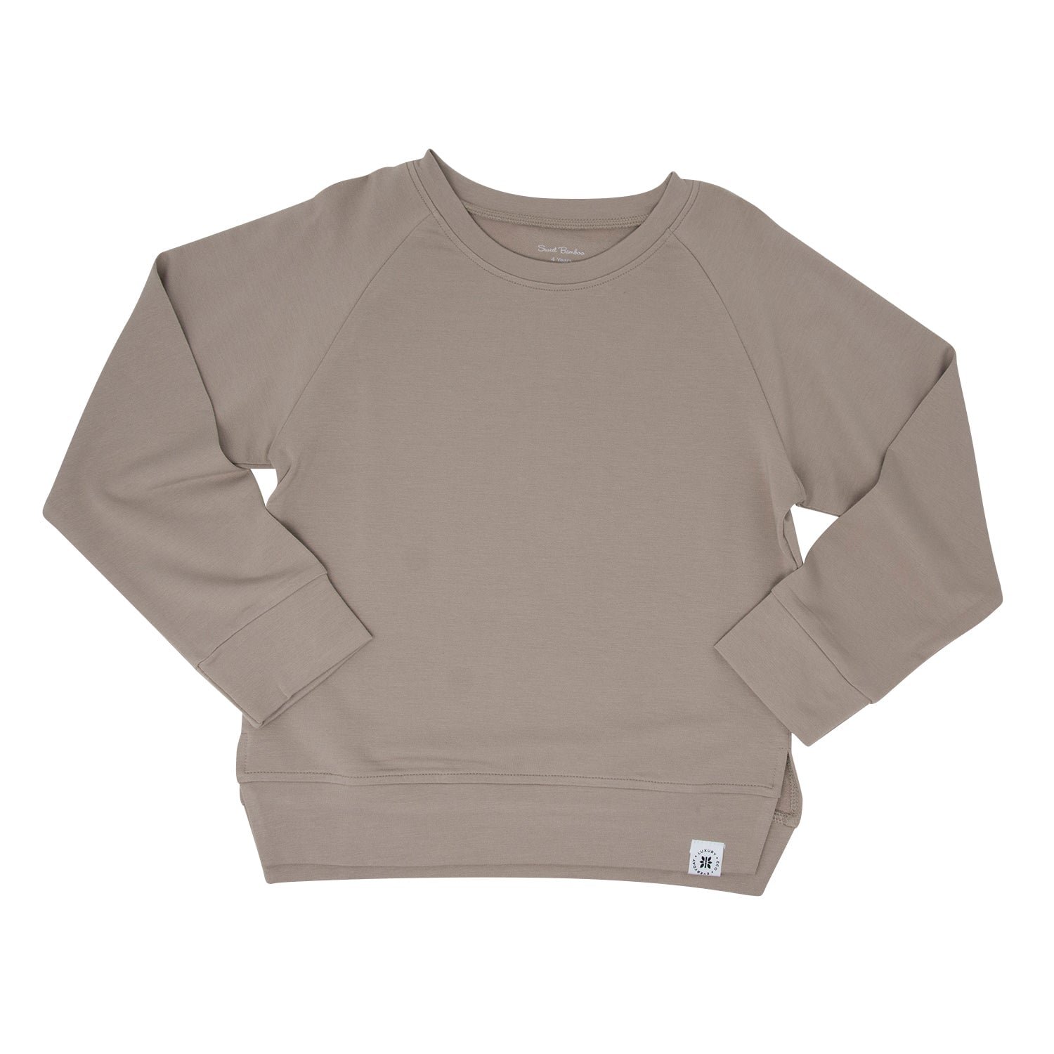 Warm Bamboo Cotton Sweatshirt Long Sleeve Round Neck Kids Clothes with Rib Cuff