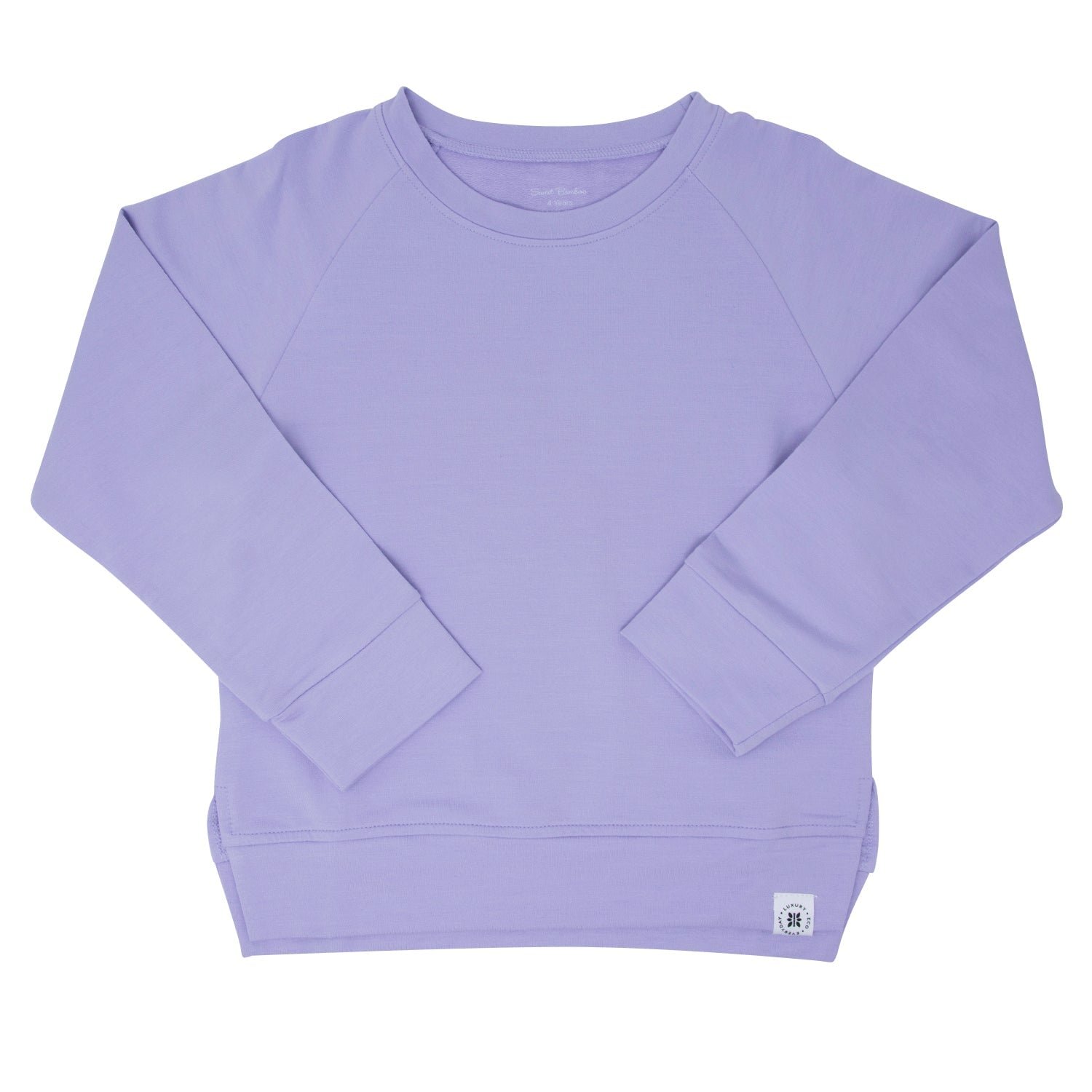 Warm Bamboo Cotton Sweatshirt Long Sleeve Round Neck Kids Clothes with Rib Cuff