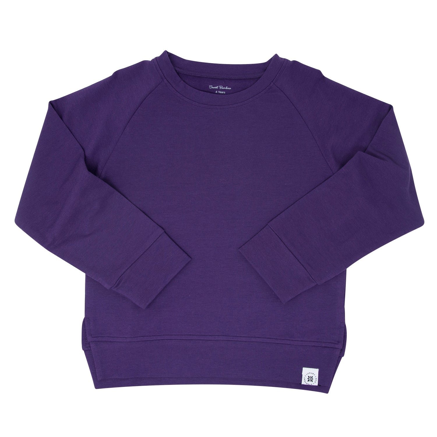 Warm Bamboo Cotton Sweatshirt Long Sleeve Round Neck Kids Clothes with Rib Cuff