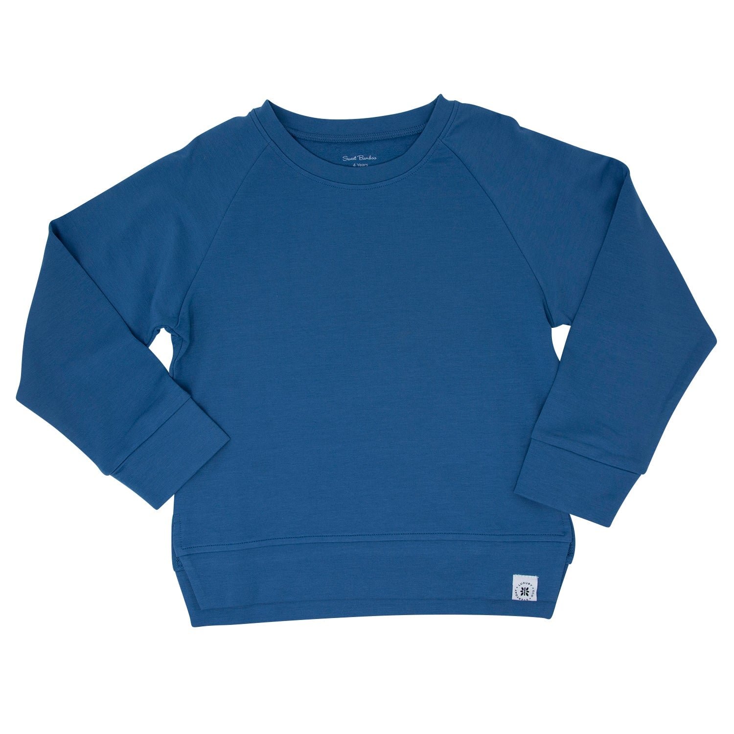 Warm Bamboo Cotton Sweatshirt Long Sleeve Round Neck Kids Clothes with Rib Cuff