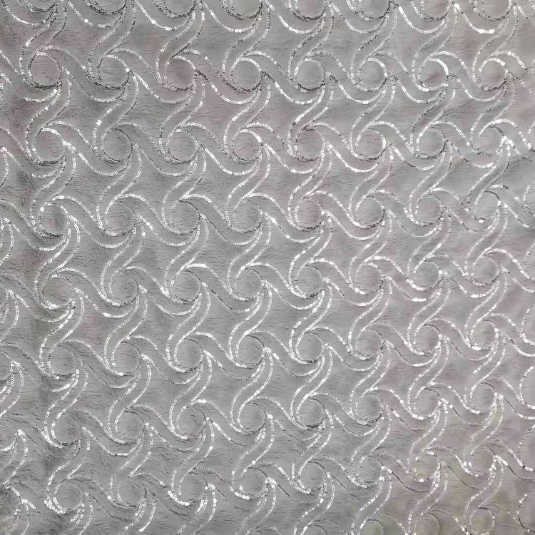 Soft Velvet Recycled 100% Polyester Velvet Fabric Sequin Embroidery on Plush Fabric for Sofa