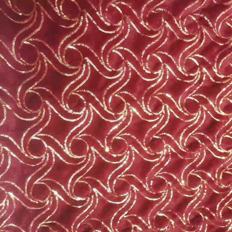 Soft Velvet Recycled 100% Polyester Velvet Fabric Sequin Embroidery on Plush Fabric for Sofa
