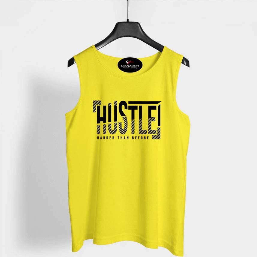 High Quality Cotton Sleeveless Tank Top Fashion Solid Color Gym Fitness Workout Singlet with Muscle Print for Bodybuilding