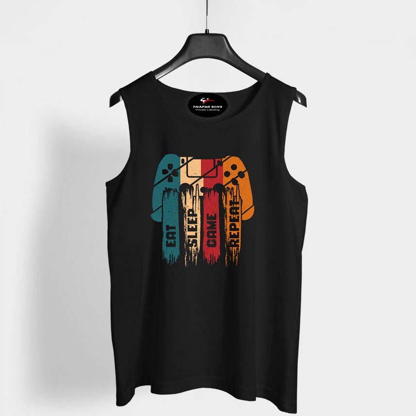 High Quality Cotton Sleeveless Tank Top Fashion Solid Color Gym Fitness Workout Singlet with Muscle Print for Bodybuilding