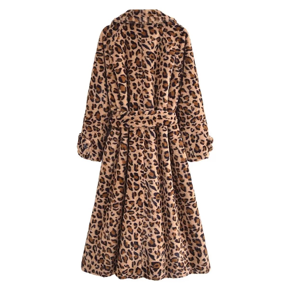 Customized high quality fashion flannel velvet soft hand-feel leopard print warm fiber long pajamas robe sleepwear sleep romper