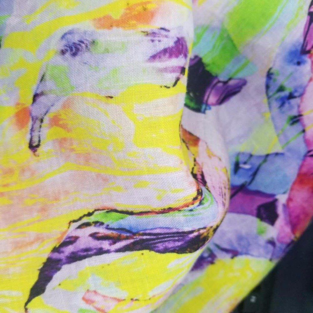 High quality and cheap price geometric abstract print linen fabric for garment
