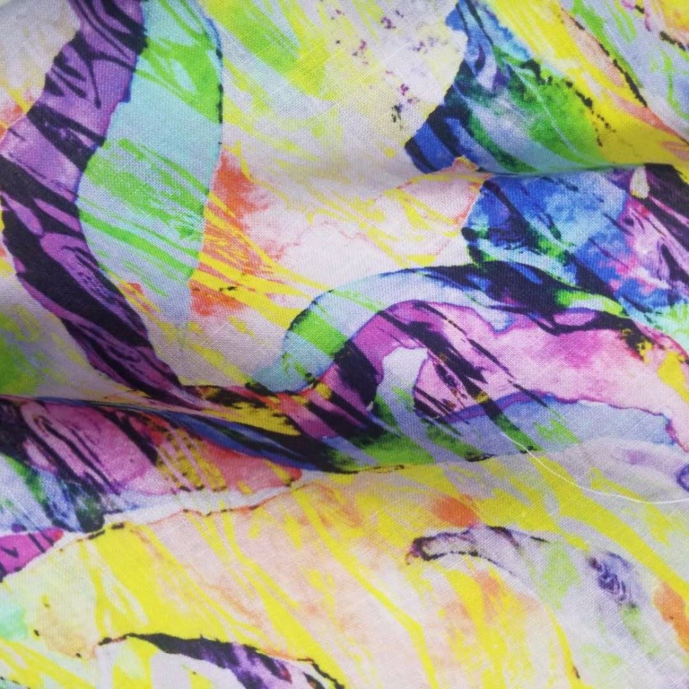 High quality and cheap price geometric abstract print linen fabric for garment