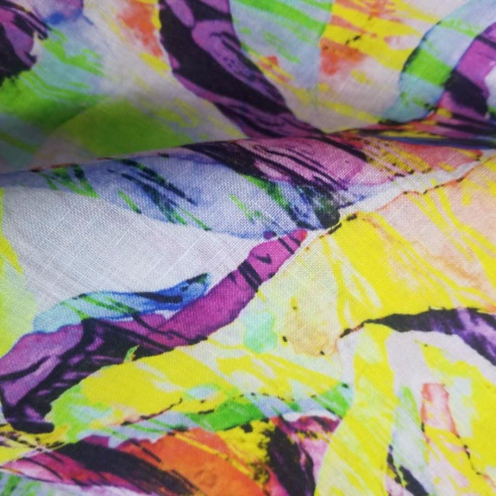 High quality and cheap price geometric abstract print linen fabric for garment