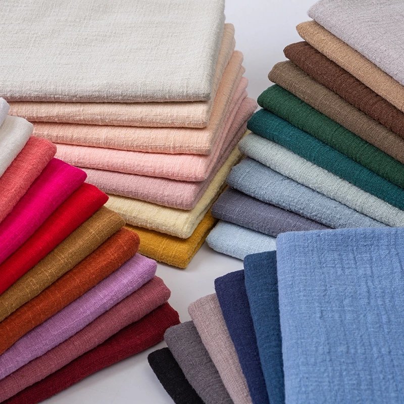 Solid color soft thin linen cotton fabric organic material linen gauze fabric price original linen fabric