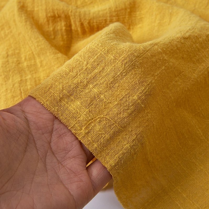 Solid color soft thin linen cotton fabric organic material linen gauze fabric price original linen fabric