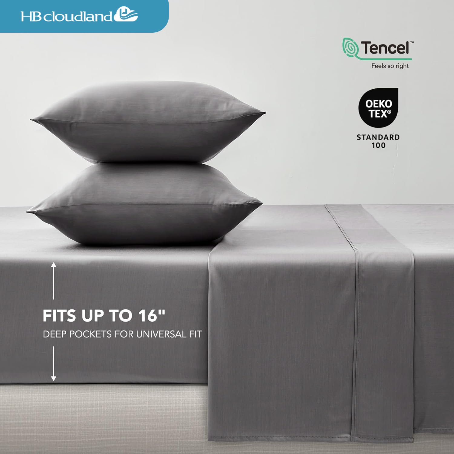Cloudland Bamboo Bed Sheets Sets 4 Pieces Bedding Set Wholesale 100 Organic Bamboo Fitted bedsheet set Charcoal Viscose