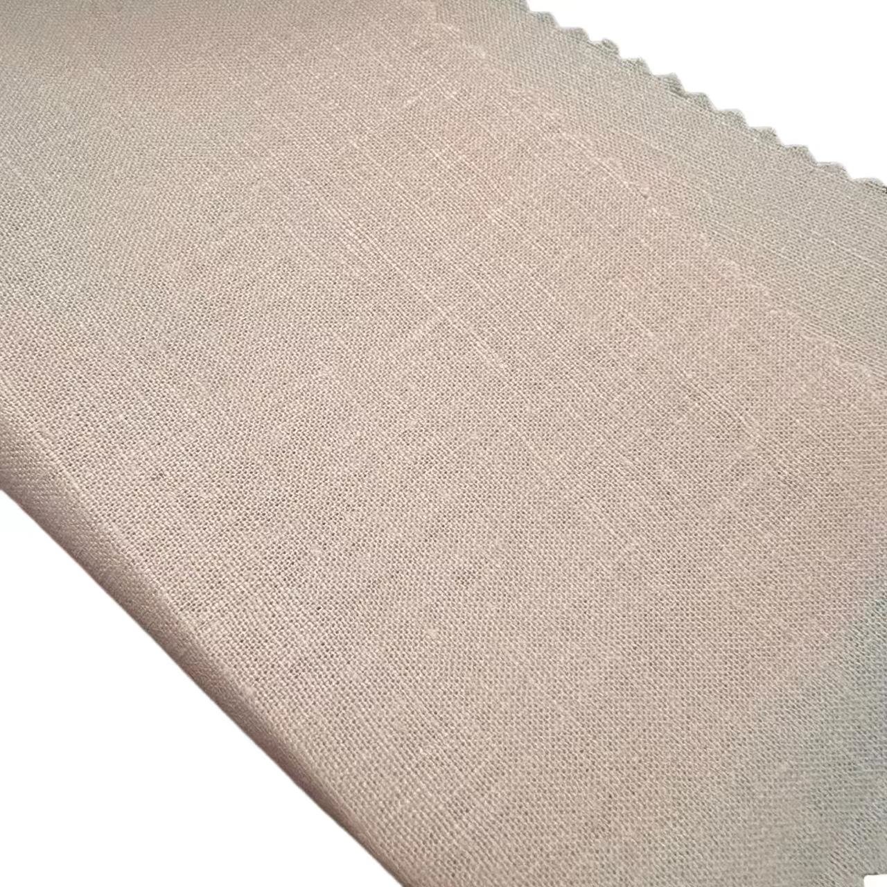 Customized plain dyed woven 14's 165gsm pure linen fabric for shirts tops