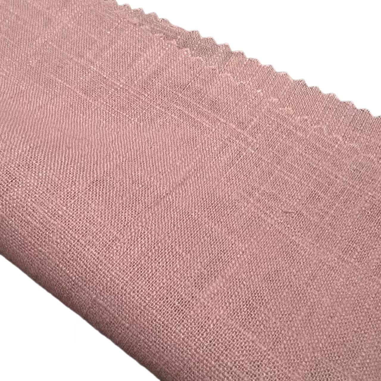 Customized plain dyed woven 14's 165gsm pure linen fabric for shirts tops