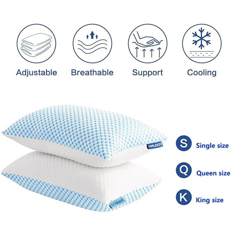 OEM service washable cover memory foam shredded bamboo cooling bed pillow for sleeping