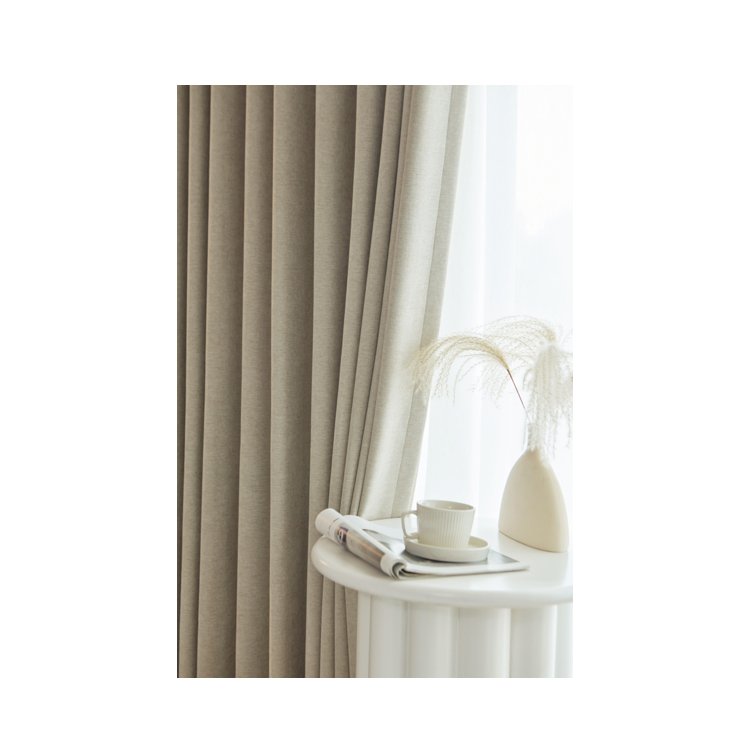 Long Usage China Bedroom Curtain Full Blackout Household Cream Wind And Snow Chenille With Linen Fabric Sunshade Blocker