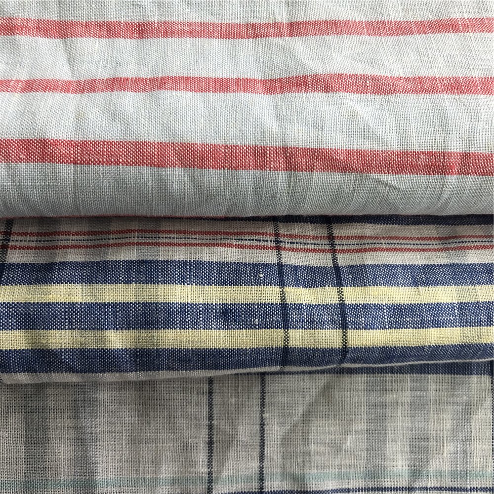 100% Linen fabric dress stripe fabric hometextile linen fabric wholesale