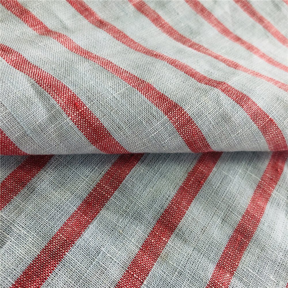 100% Linen fabric dress stripe fabric hometextile linen fabric wholesale