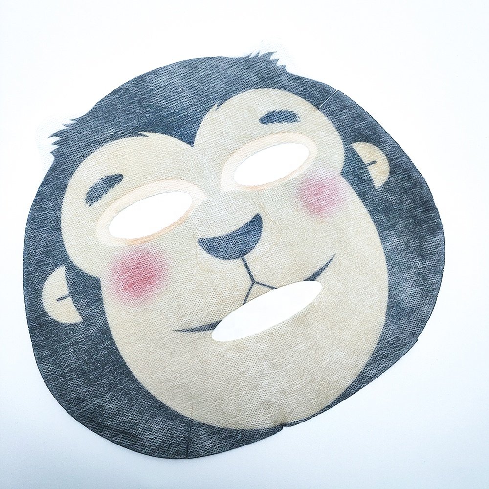Monkey Animal Printing Facial Mask Sheet No Liquid Dry Facial Mask Sheet Custom Printed Facial Mask Cloth Material