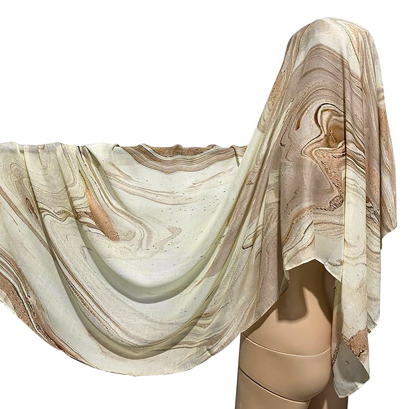 The latest fabric Modal print breathable Bamboo fiber cotton Modal print Muslim women's headscarf Hijab with hat cap